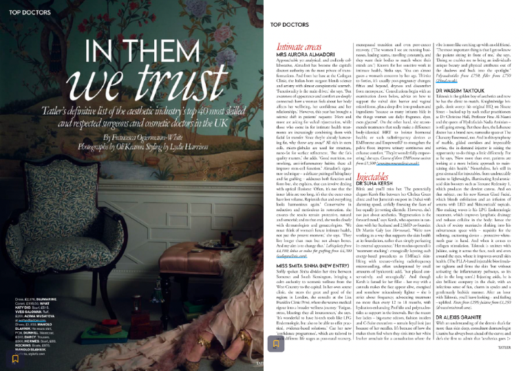 Tatler's Definitive List Of The Aesthetic Industry's Top 40 Most Skilled Doctors In The UK